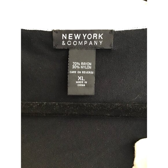 NEW YORK & COMPANY-WOMENS BLACK/TAN 3/4 SLEEVE BUTTON DOWN POCKETS SWEATER SZ XL - Picture 3 of 6